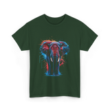 Colorful Elephant Art Elephant T-Shirt - Forest Green