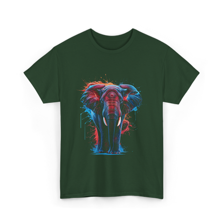 Colorful Elephant Art Elephant T-Shirt - Forest Green