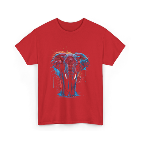 Colorful Elephant Art Elephant T-Shirt - Red