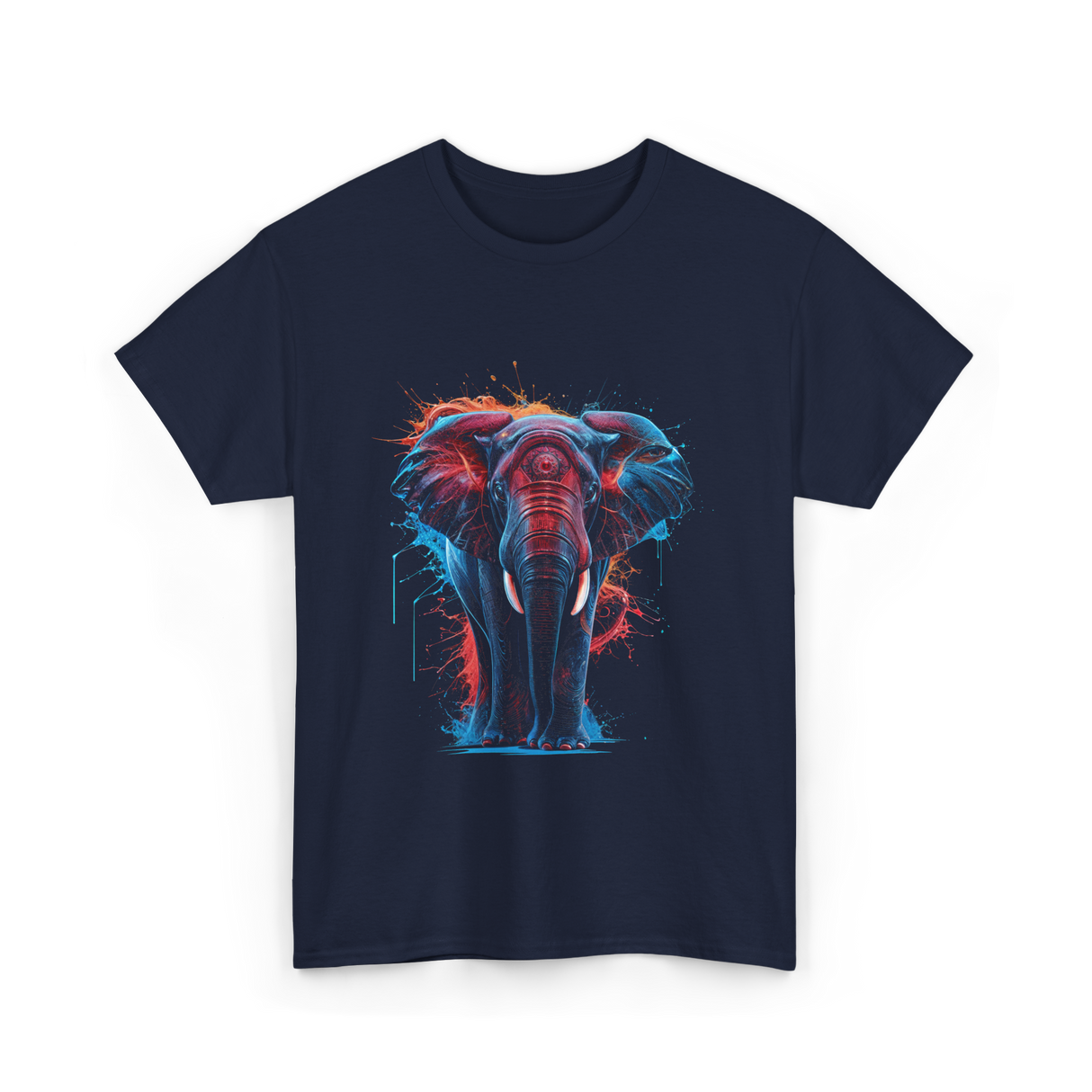 Colorful Elephant Art Elephant T-Shirt - Navy