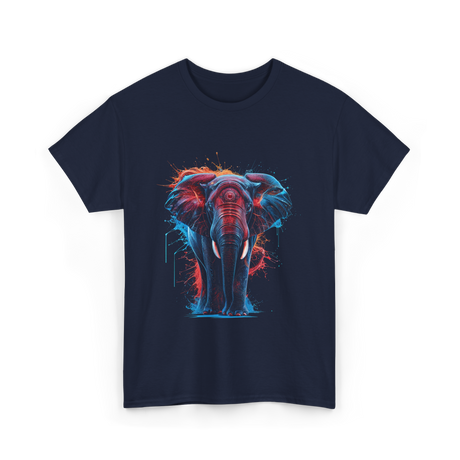 Colorful Elephant Art Elephant T-Shirt - Navy