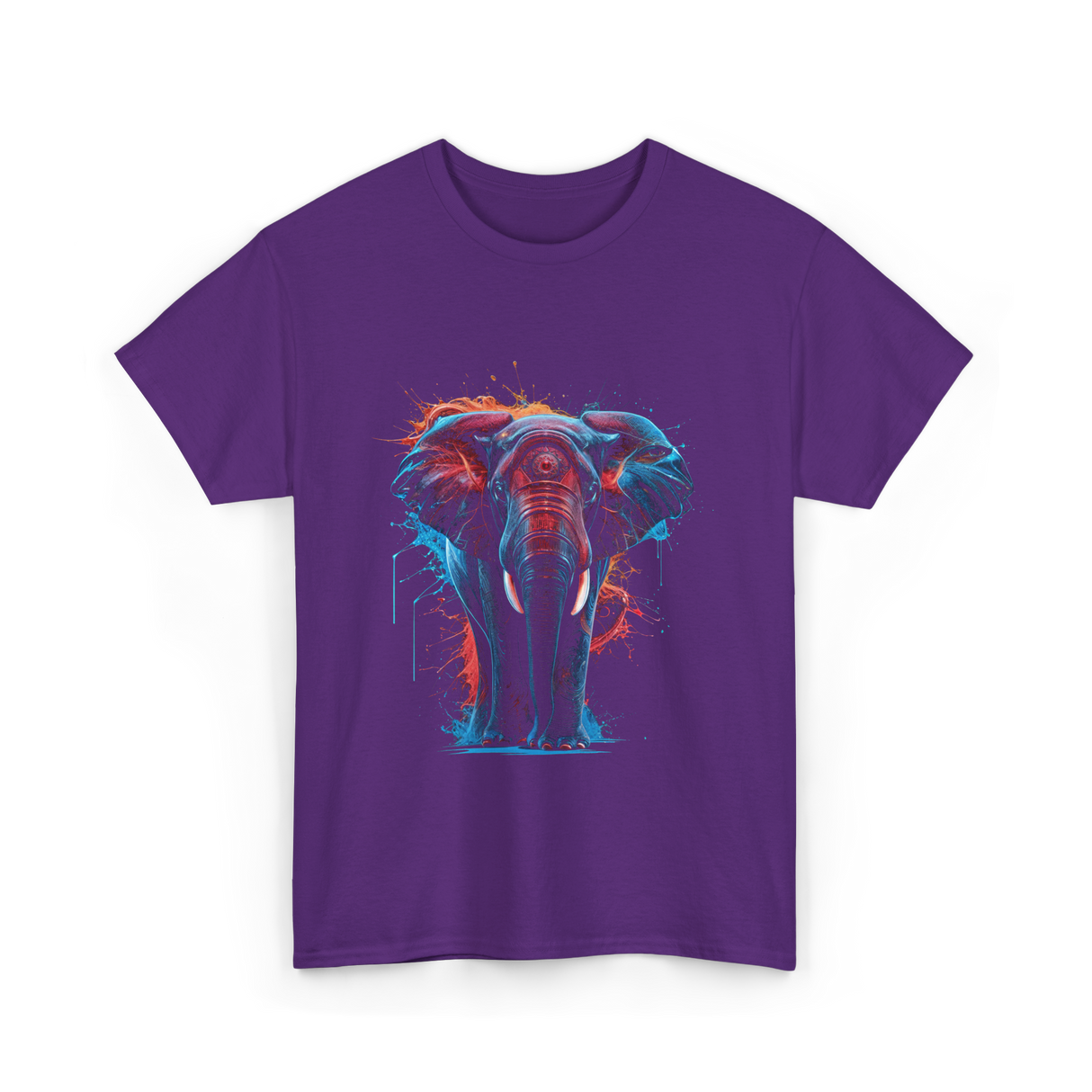 Colorful Elephant Art Elephant T-Shirt - Purple