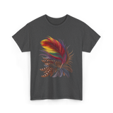 Colorful Feathers Tribal Art T-Shirt - Dark Heather