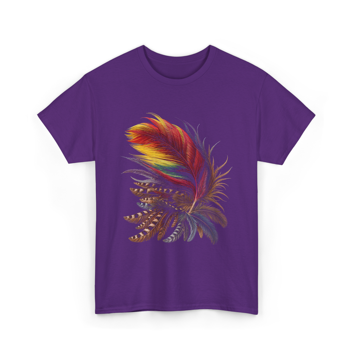 Colorful Feathers Tribal Art T-Shirt - Purple