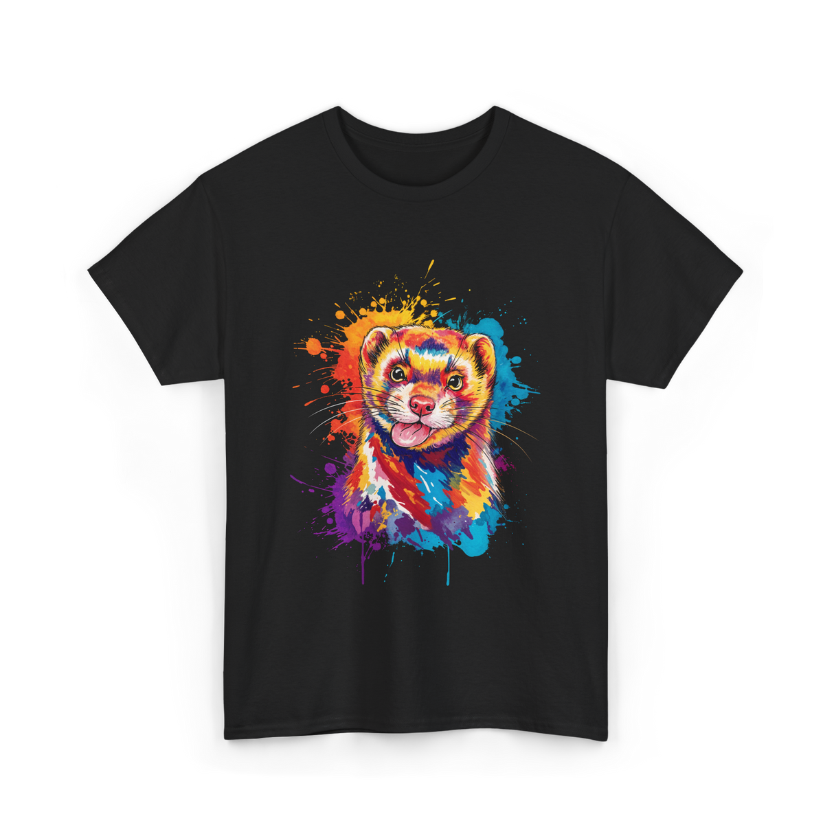 Colorful Ferret Ferret Art T-Shirt - Black