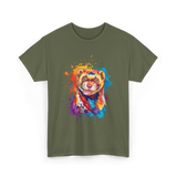 Colorful Ferret Ferret Art T-Shirt - Military Green