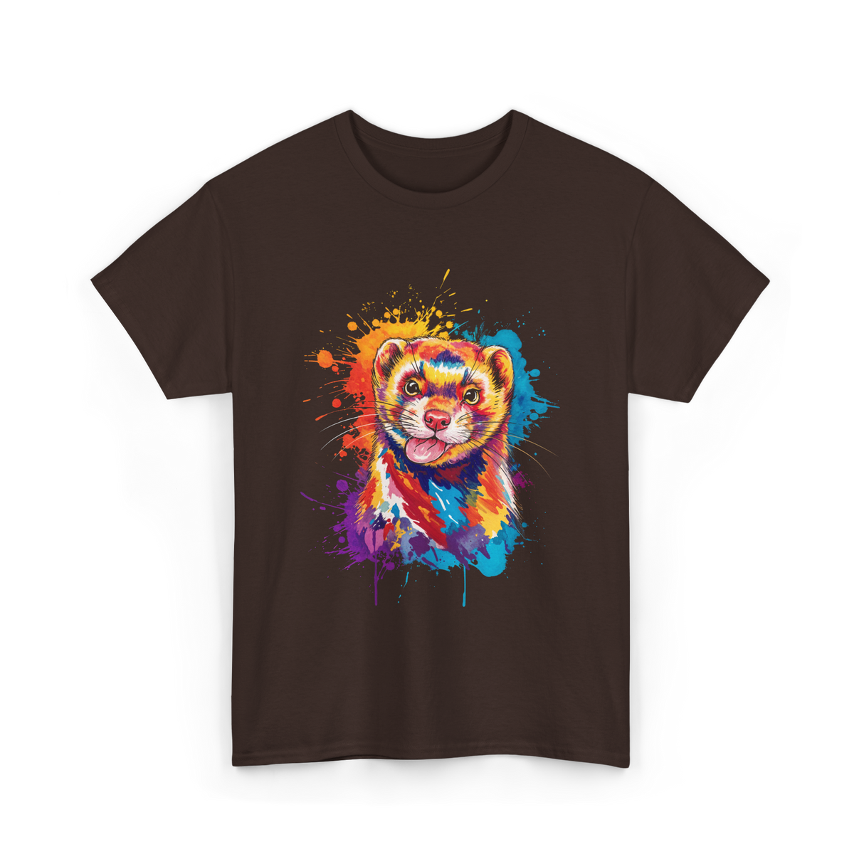 Colorful Ferret Ferret Art T-Shirt - Dark Chocolate