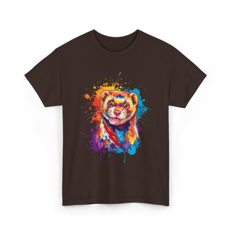 Colorful Ferret Ferret Art T-Shirt - Dark Chocolate