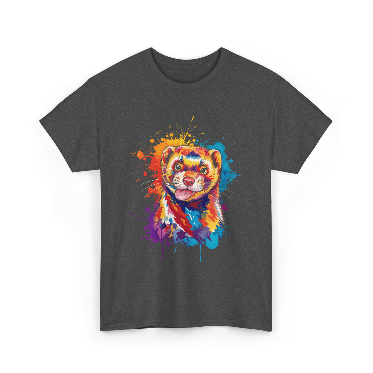 Colorful Ferret Ferret Art T-Shirt - Dark Heather