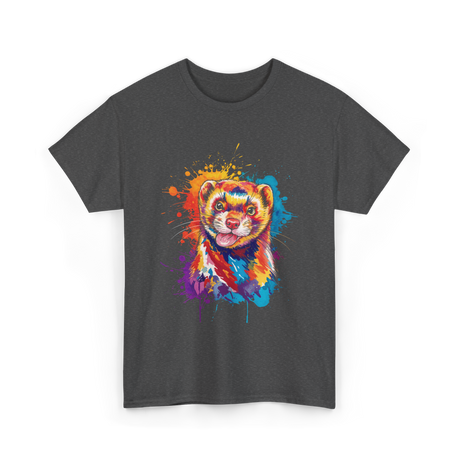 Colorful Ferret Ferret Art T-Shirt - Dark Heather