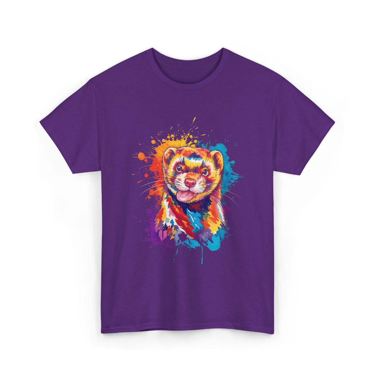 Colorful Ferret Ferret Art T-Shirt - Purple