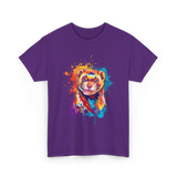 Colorful Ferret Ferret Art T-Shirt - Purple