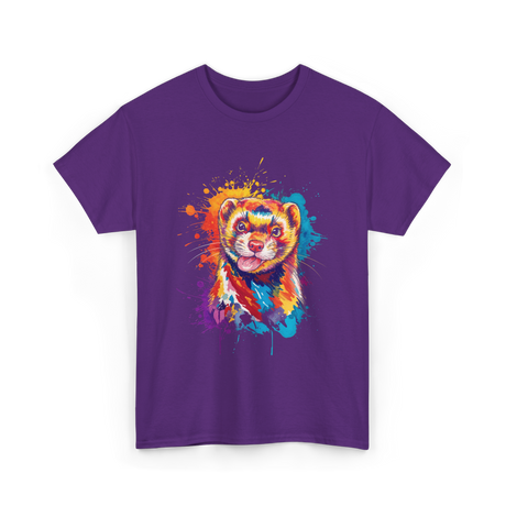 Colorful Ferret Ferret Art T-Shirt - Purple