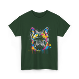 Colorful Frenchie Dog Lover T-Shirt - Forest Green