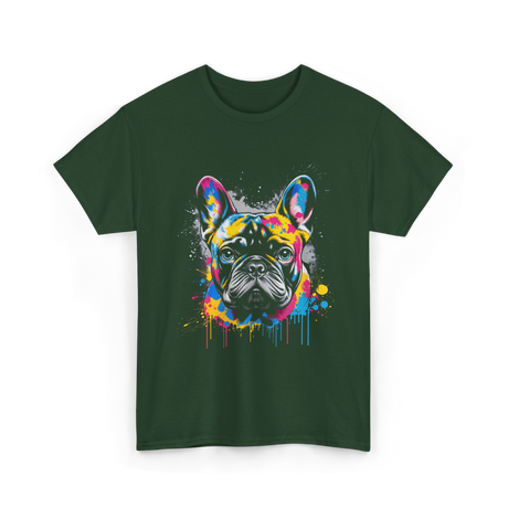 Colorful Frenchie Dog Lover T-Shirt - Forest Green
