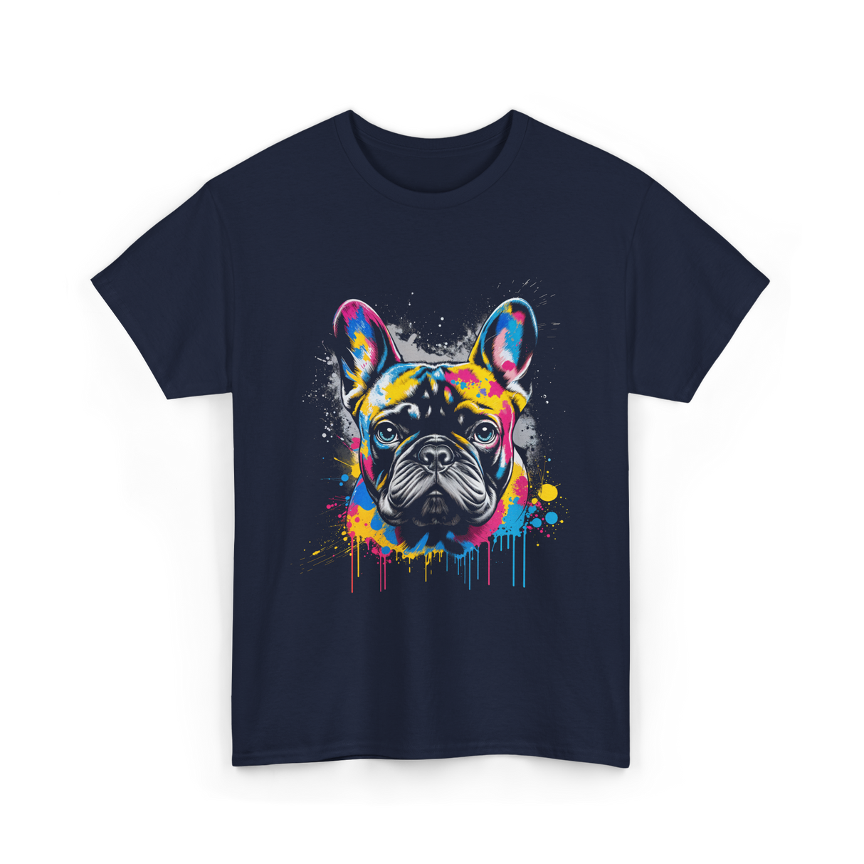 Colorful Frenchie Dog Lover T-Shirt - Navy