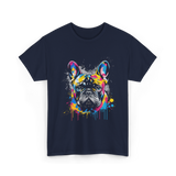 Colorful Frenchie Dog Lover T-Shirt - Navy