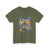 Colorful Frenchie Dog Lover T-Shirt - Military Green