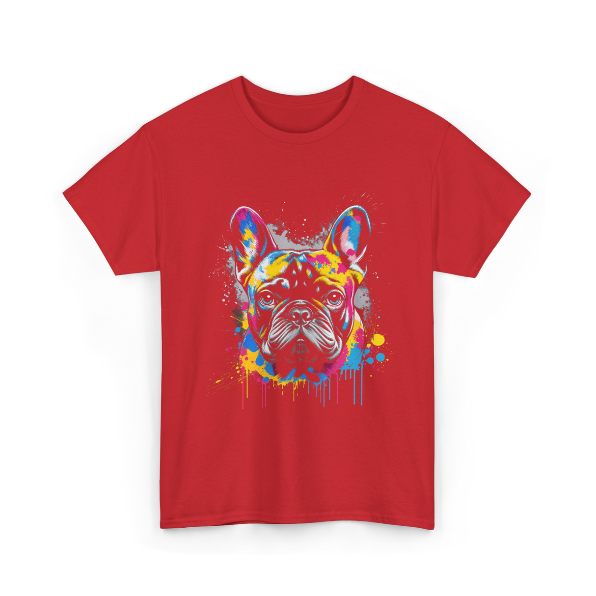 Colorful Frenchie Dog Lover T-Shirt - Red
