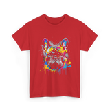 Colorful Frenchie Dog Lover T-Shirt - Red