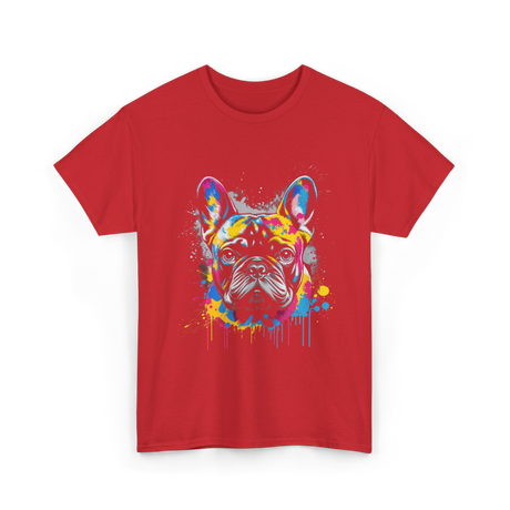 Colorful Frenchie Dog Lover T-Shirt - Red