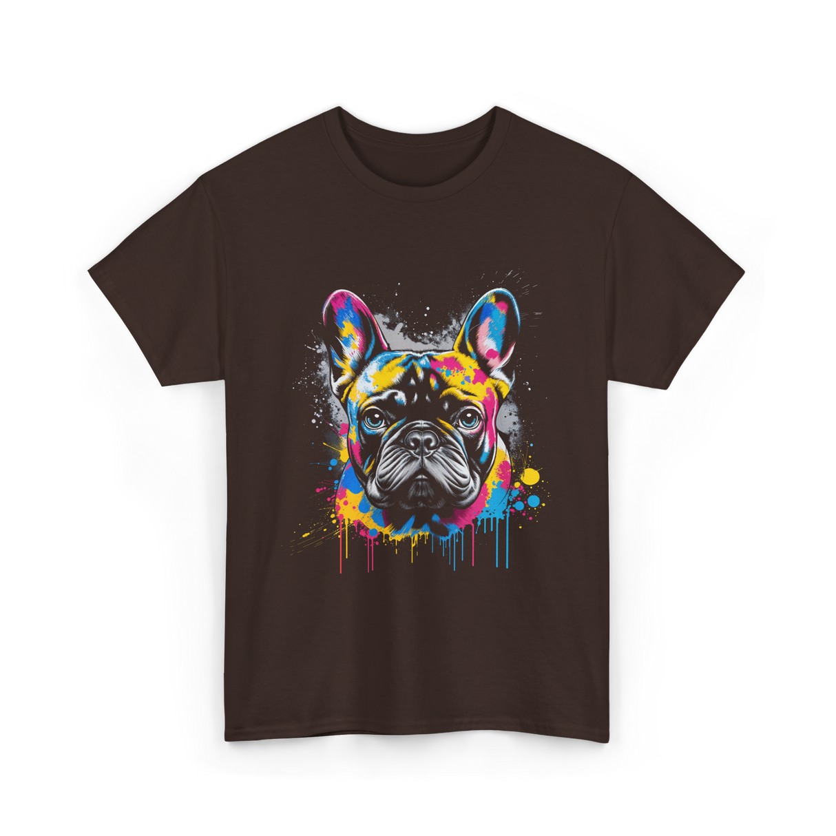Colorful Frenchie Dog Lover T-Shirt - Dark Chocolate
