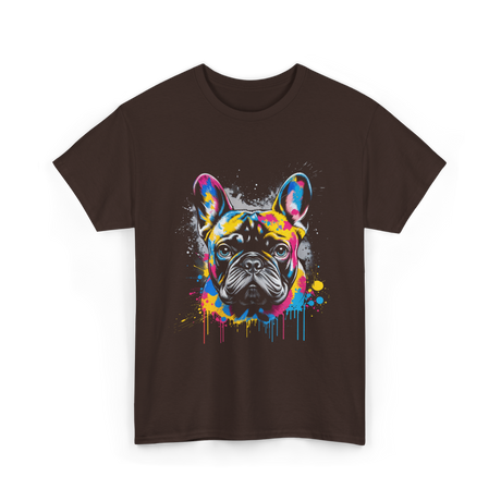 Colorful Frenchie Dog Lover T-Shirt - Dark Chocolate