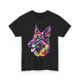 Colorful German Shepherd Dog T-Shirt - Black