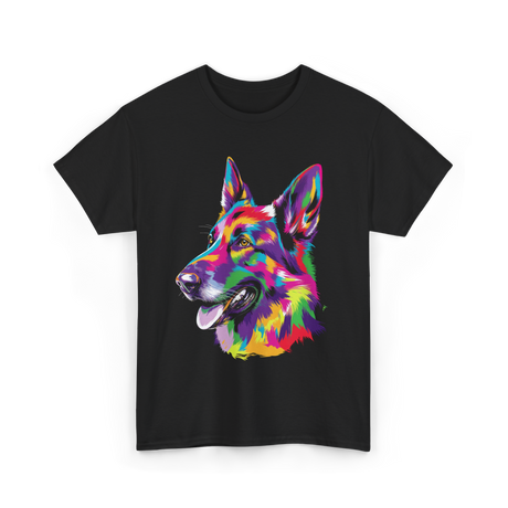 Colorful German Shepherd Dog T-Shirt - Black