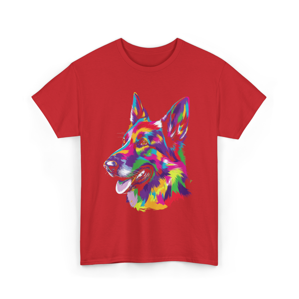 Colorful German Shepherd Dog T-Shirt - Red