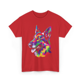 Colorful German Shepherd Dog T-Shirt - Red