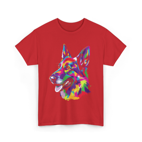 Colorful German Shepherd Dog T-Shirt - Red