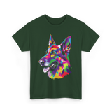 Colorful German Shepherd Dog T-Shirt - Forest Green