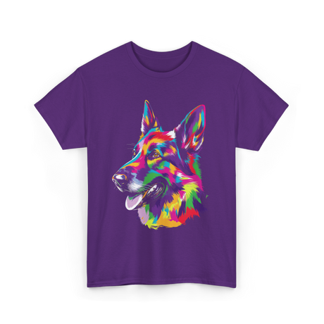 Colorful German Shepherd Dog T-Shirt - Purple