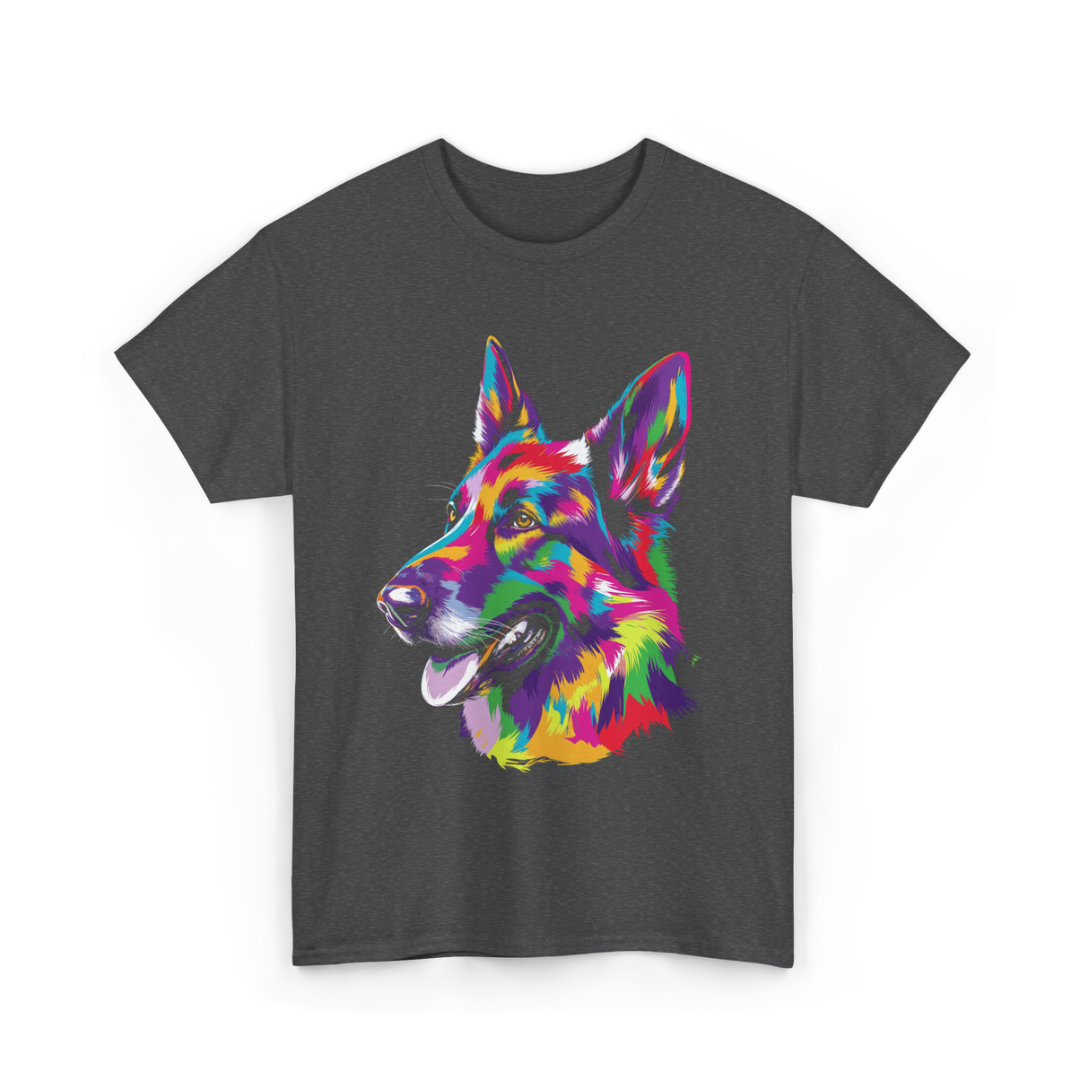 Colorful German Shepherd Dog T-Shirt - Dark Heather