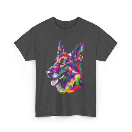 Colorful German Shepherd Dog T-Shirt - Dark Heather