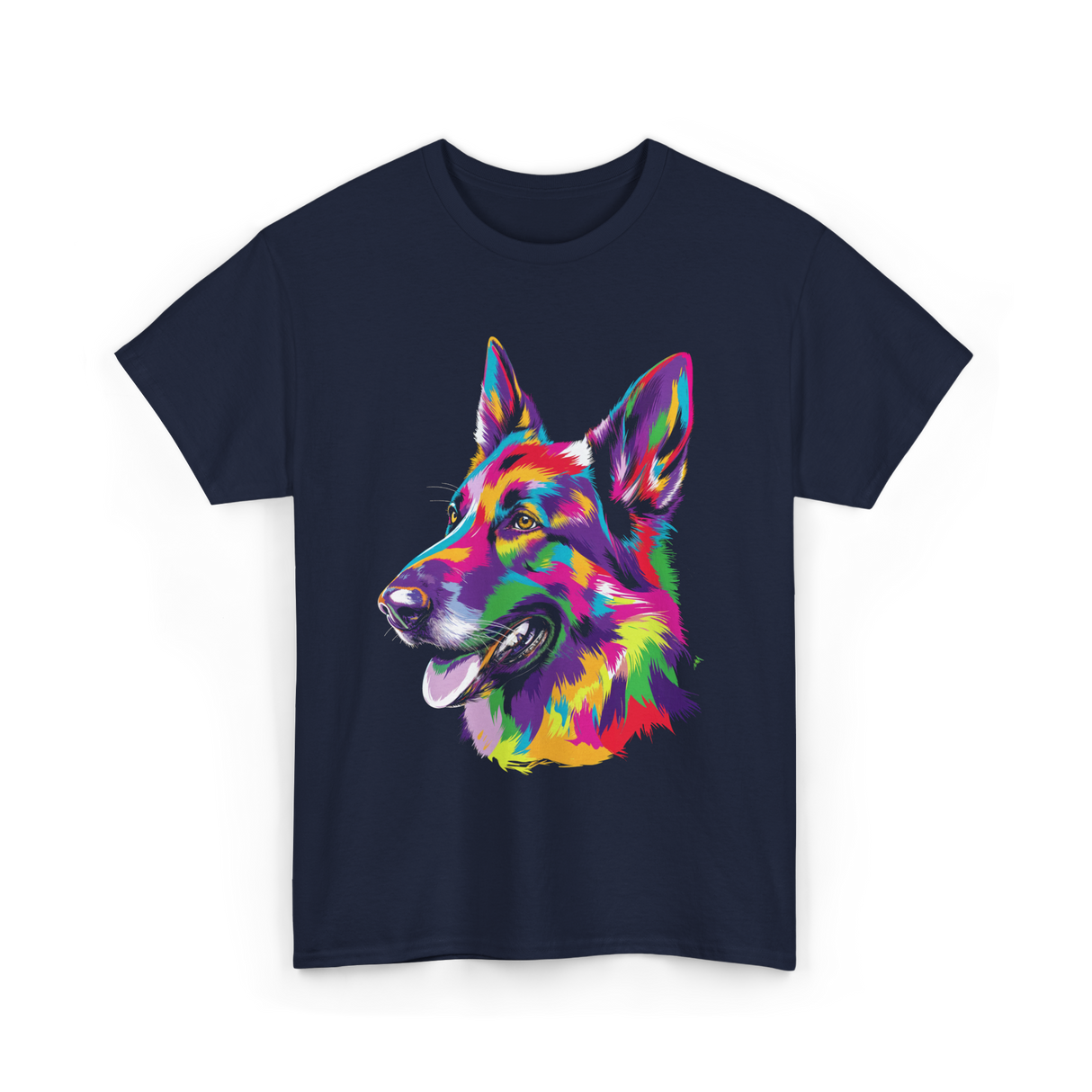 Colorful German Shepherd Dog T-Shirt - Navy