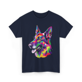 Colorful German Shepherd Dog T-Shirt - Navy