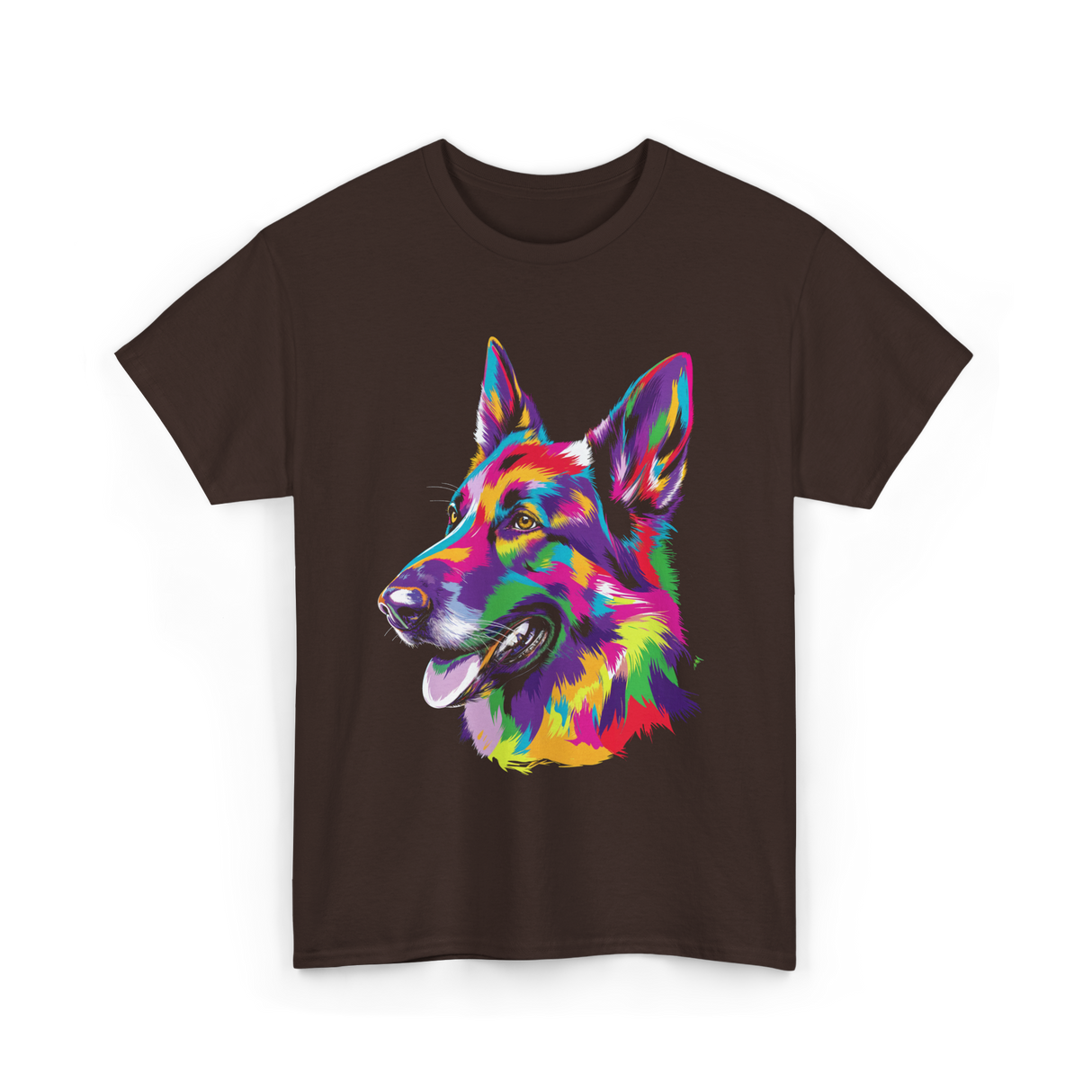 Colorful German Shepherd Dog T-Shirt - Dark Chocolate