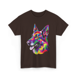 Colorful German Shepherd Dog T-Shirt - Dark Chocolate