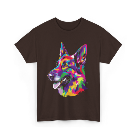 Colorful German Shepherd Dog T-Shirt - Dark Chocolate