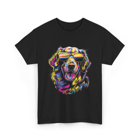 Colorful Golden Retriever Dog Art T-Shirt - Black