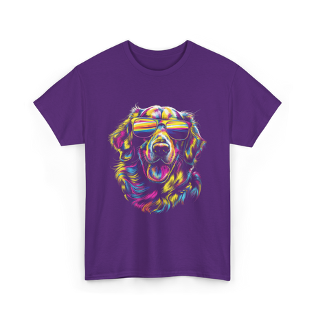 Colorful Golden Retriever Dog Art T-Shirt - Purple