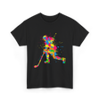 Colorful Hockey Player Hockey T-Shirt - Black