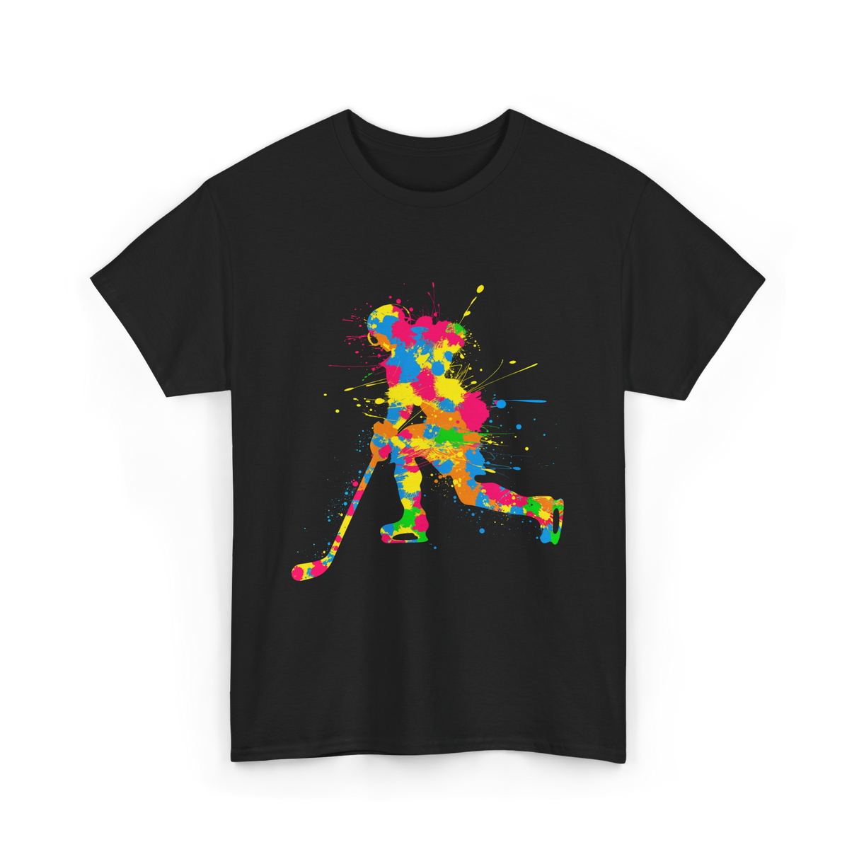 Colorful Hockey Player Hockey T-Shirt - Black