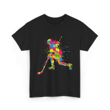 Colorful Hockey Player Hockey T-Shirt - Black