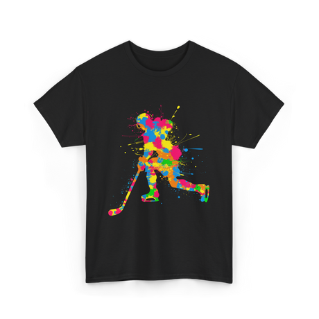 Colorful Hockey Player Hockey T-Shirt - Black