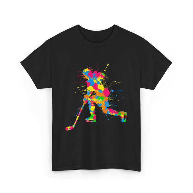 Colorful Hockey Player Hockey T-Shirt - Black