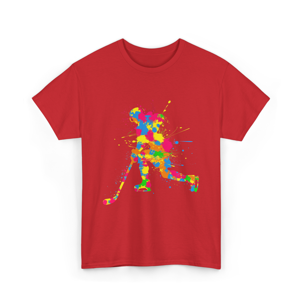 Colorful Hockey Player Hockey T-Shirt - Red