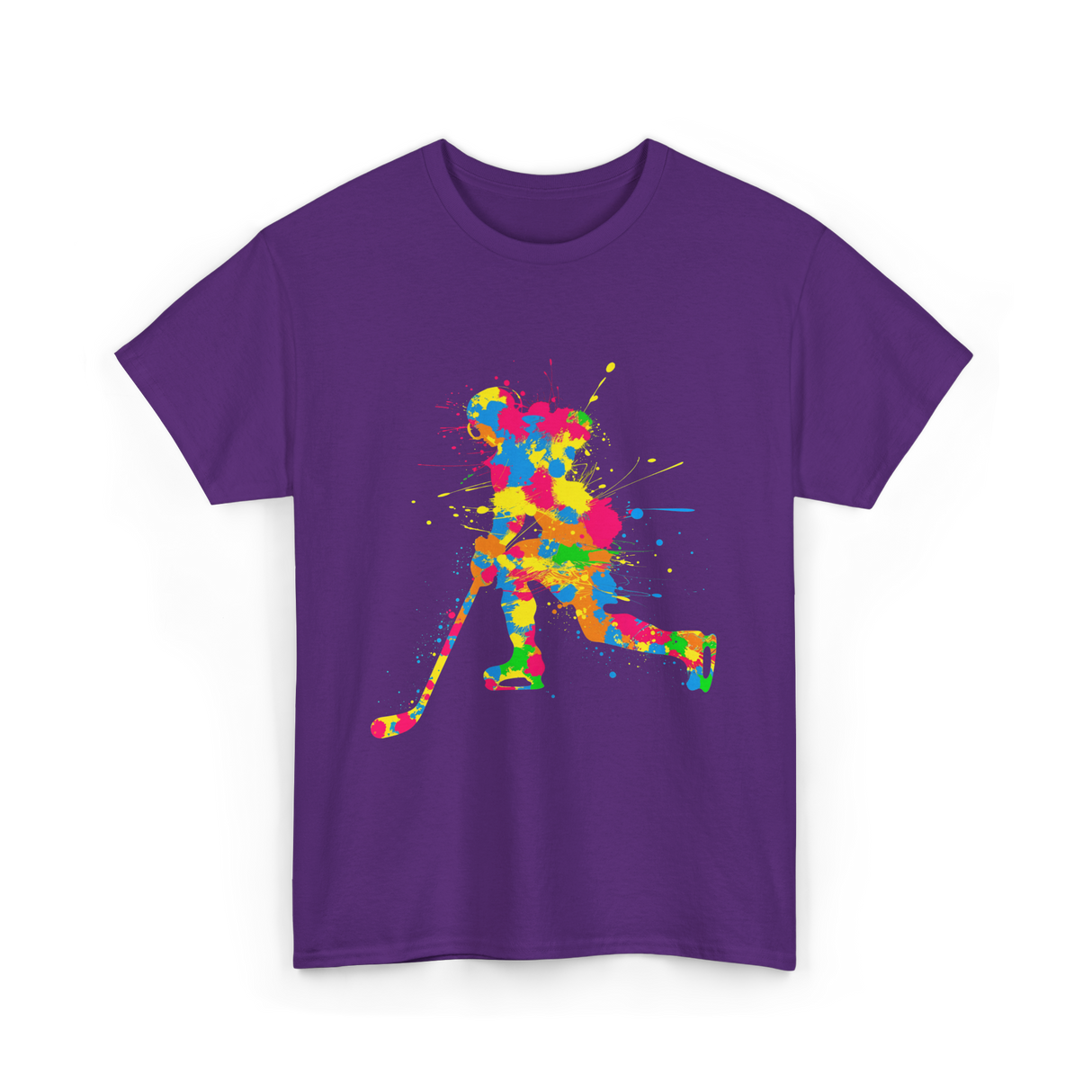 Colorful Hockey Player Hockey T-Shirt - Purple